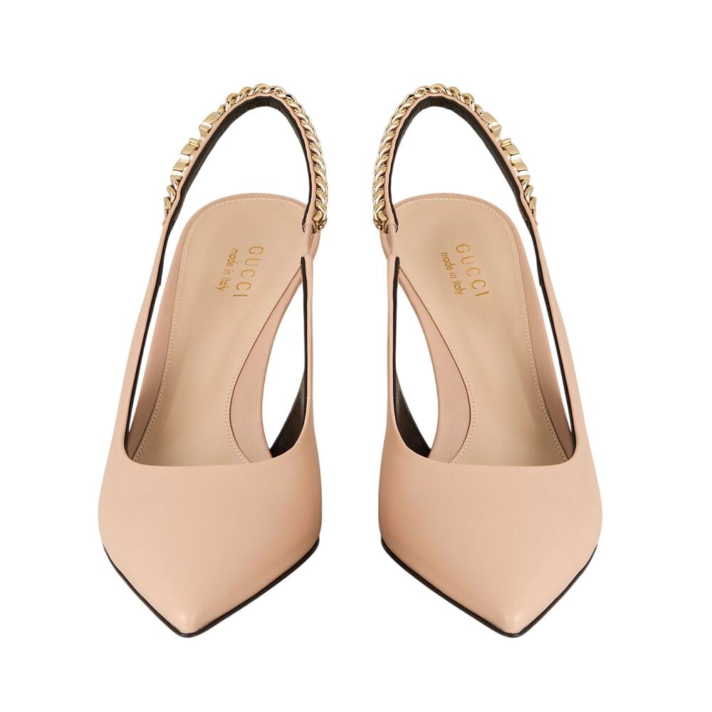 NEW Gucci Signoria Slingback Pump Pink/Beige Leather Size EU 39 US 9 - Picture 5 of 16